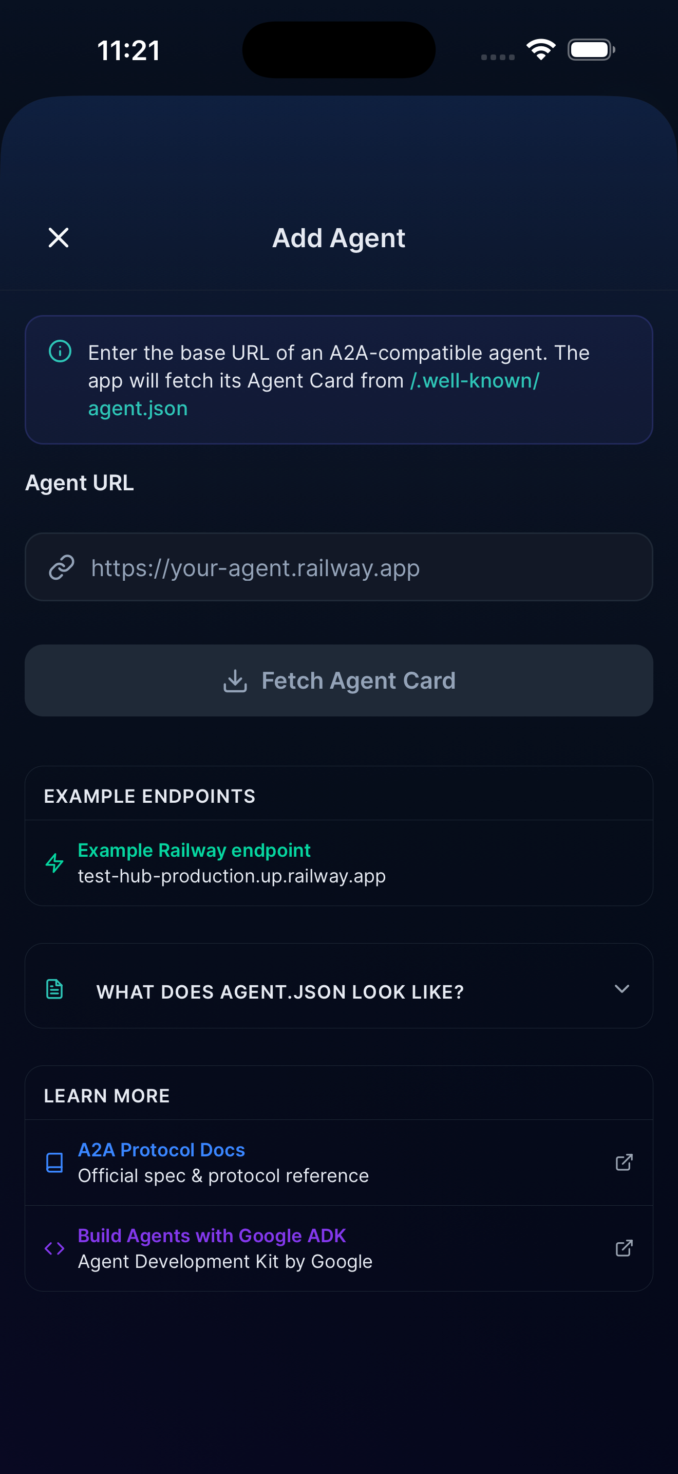 Messages list — dark